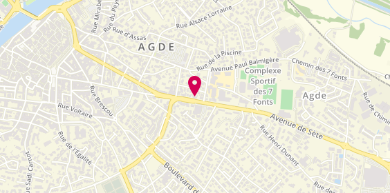 Plan de Auto Moto Ecole l'Agathoise, 45 Avenue Sète
45 Av. De Sète, 34300 Agde