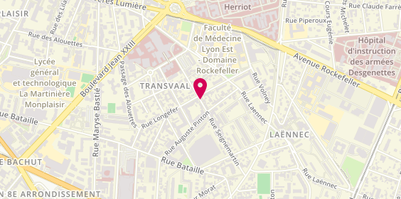 Plan de Auto-école AMW, 56 Rue Longefer, 69008 Lyon