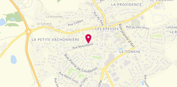 Plan de Ecole de Conduite Poisblaud Mireille, 14 Rue Beauséjour, 85590 Les Epesses