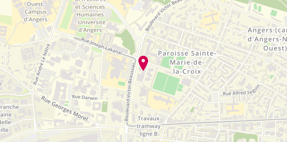 Plan de Auto école Tinéo, Campus Belle-Beille
La Doutre - 14 Rue Beaurepaire
41 Rue de la Lande, 49000 Angers, France