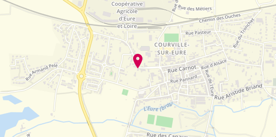 Plan de École de conduite courvilloise, 20 Rue de la Gare, 28190 Courville-sur-Eure