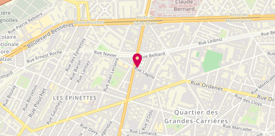 Plan de Auto-école Priorité Permis, 1 Rue Lagille, 75018 Paris
