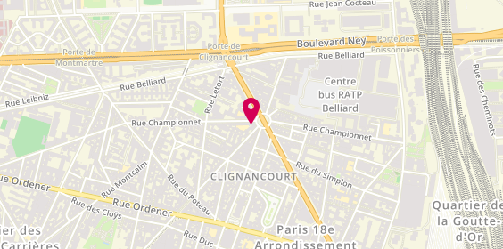 Plan de Auto-Moto Ecole Clignancourt Paris 18ème, 67 Rue Championnet, 75018 Paris