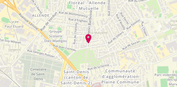 Plan de Auto Ecole de la Mutualite, 38 Bis Rue Henri Barbusse, 93200 Saint-Denis