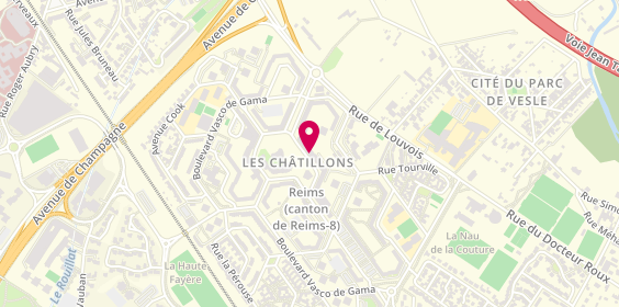 Plan de Auto-Ecole des Châtillons, 28 place des Argonautes, 51100 Reims